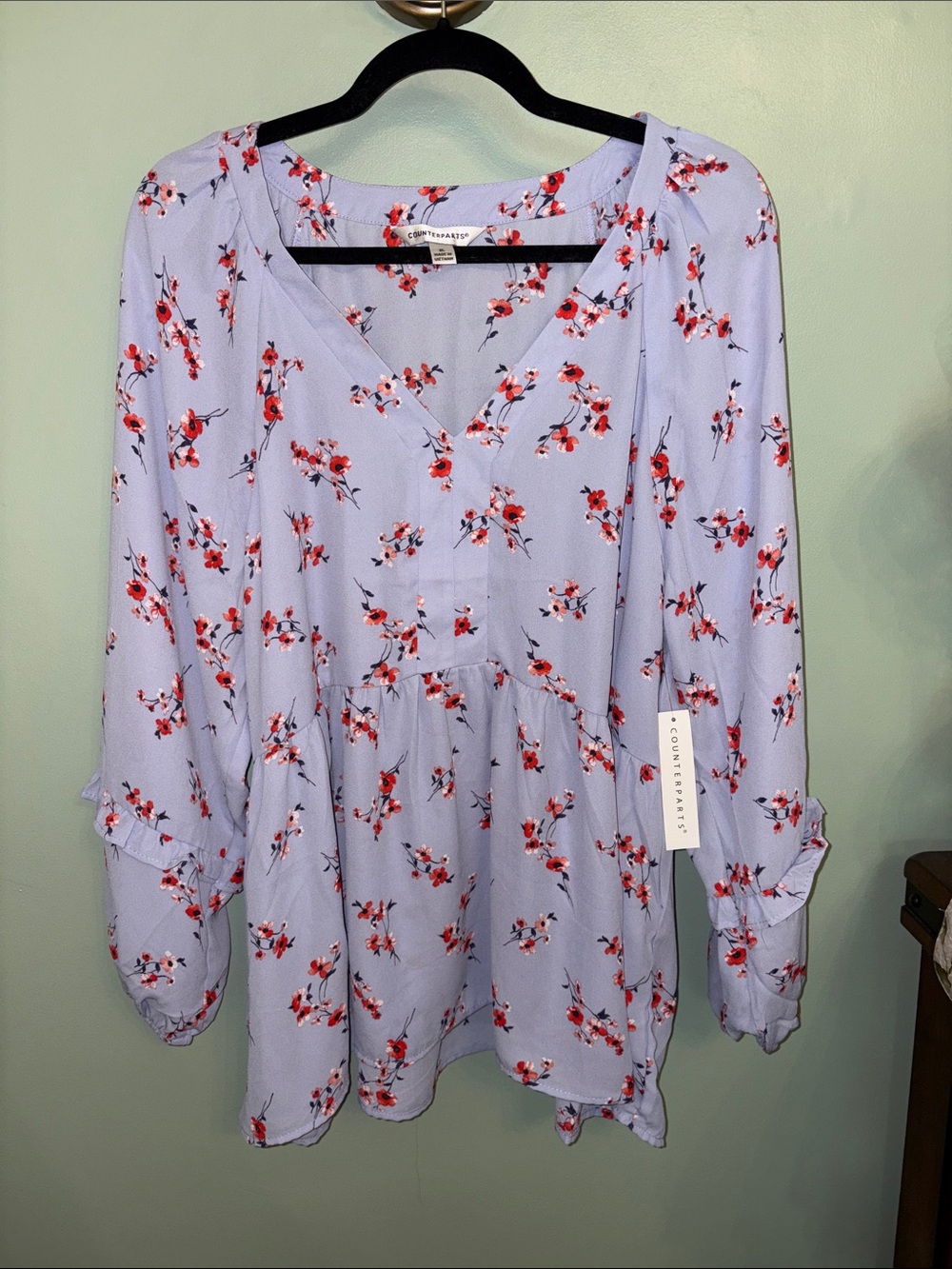 Counterparts Lavender Floral V-Neck Blouse